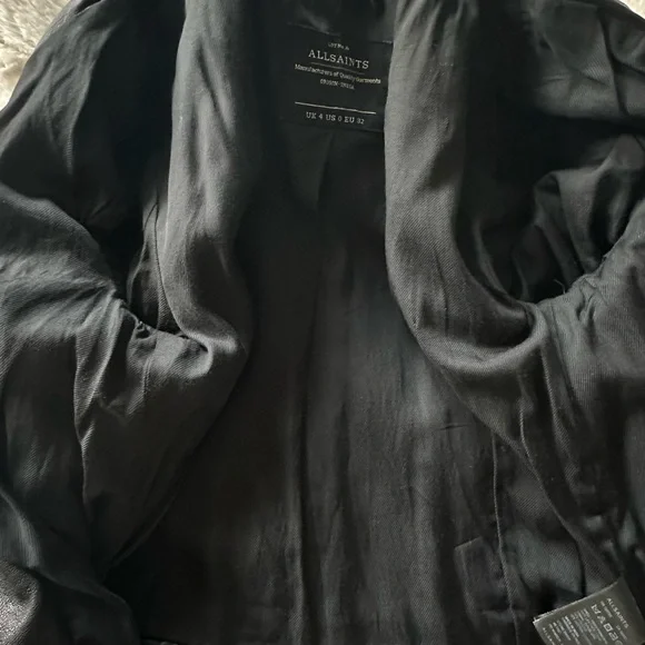 All Saints Quilted Black Leather Jacket - Picture 11 of 15